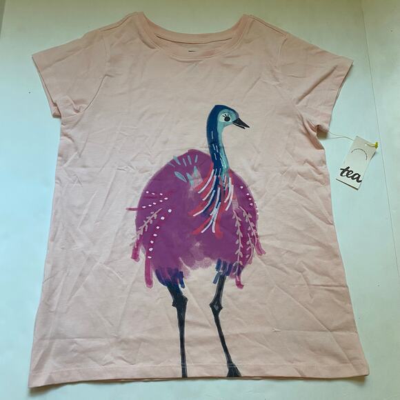 NEW Tea Collection Pink Emu Graphic Tee Shirt - Picture 1 of 2